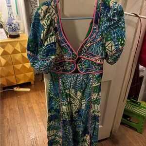 FARM Rio Blue and Green Tropical Dress